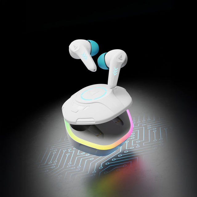 boAt Immortal 170 TWS Earbuds for Gaming w/ 40H Playtime, BEAST Mode & RGB LEDs (White Sabre)