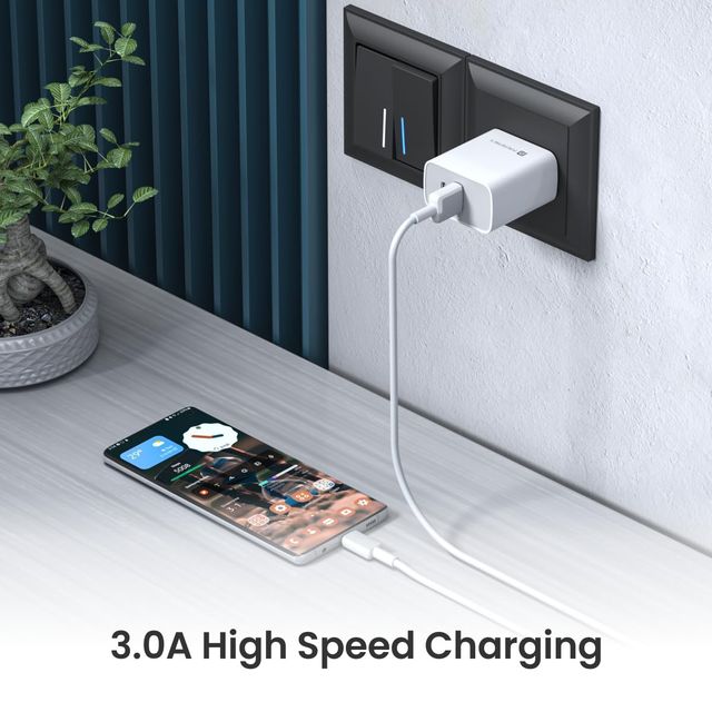 Portronics Konnect Link Type C Charging Cable with 3.0A Output | 480Mbps | 1 m Length - White