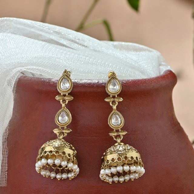 Fida Women Jhumkas Earrings Gold - One Size