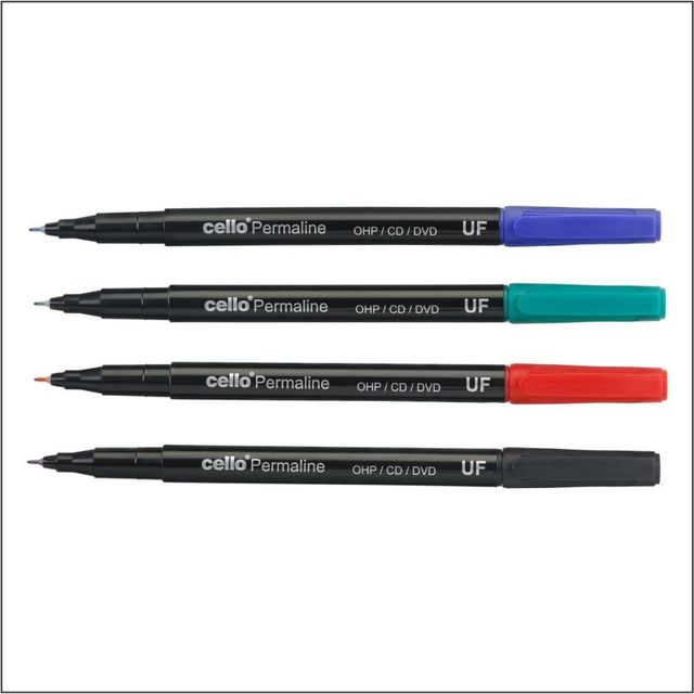 Bic Cello Permaline Cd Assorted Markers Pack Of 4