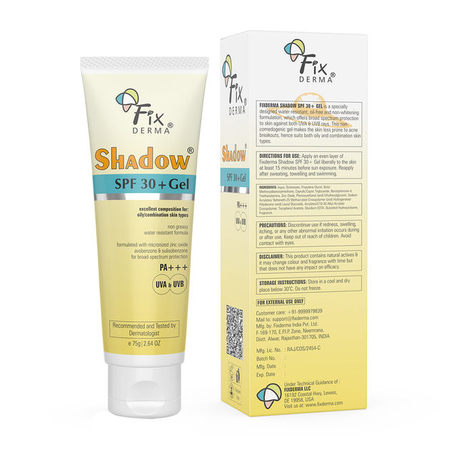 Fixderma Shadow SPF 30+ Gel Sunscreen Non-Greasy for Daily Sun Protection