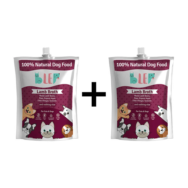 BLEP 100% Natural Lamb Broth for Dogs and Cats | 5 Packs | Zero Preservatives 500 g X 2 Combo