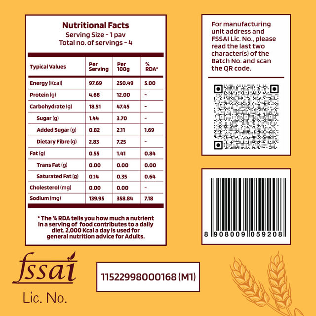The Health Factory Zero Maida Bombay Pav | Clean Label - Not Brown
