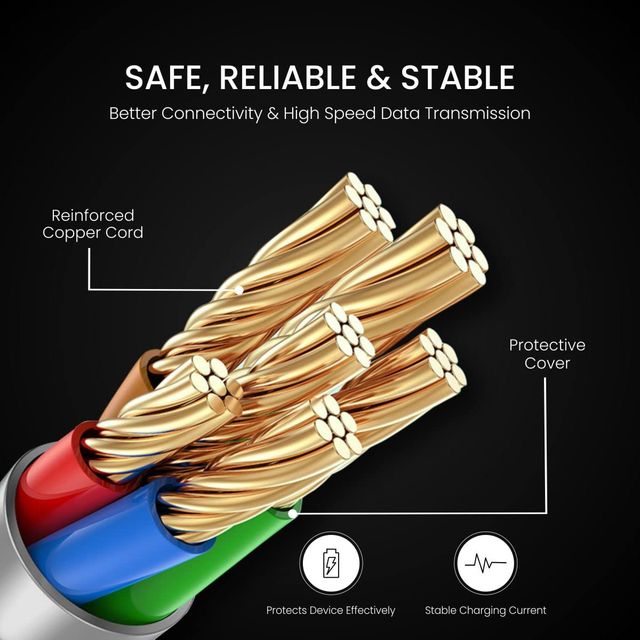 Portronics Konnect B+ POR 1392 8 Pin USB Cable - Black | Nylon Braided