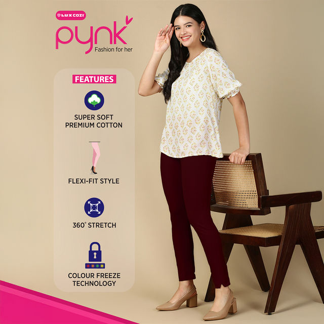 PYNK By Lux Cozi Women's Premium Modern Kurti Pants | Deep Maroon | Free Size