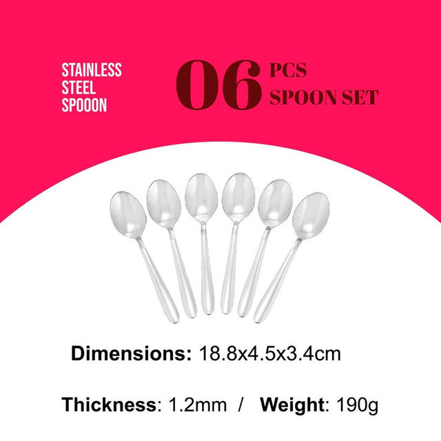 Vinayak Stainless Steel Dessert Stainless Steel Spoon Set (6 Units)