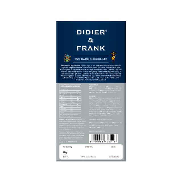 Didier & Frank Intense 75% Dark Chocolate