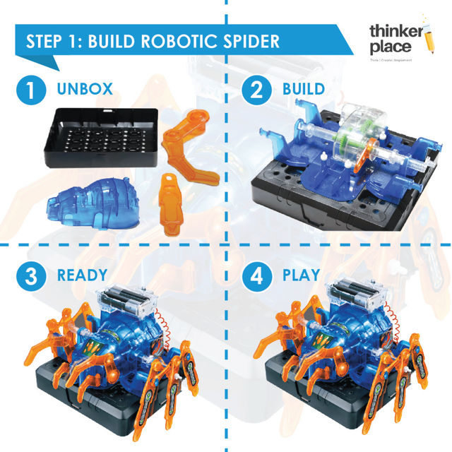 ThinkerPlace Robotic Spider DIY Kit | Build & Learn Robotics with Working Spider Toy (Age 8+)