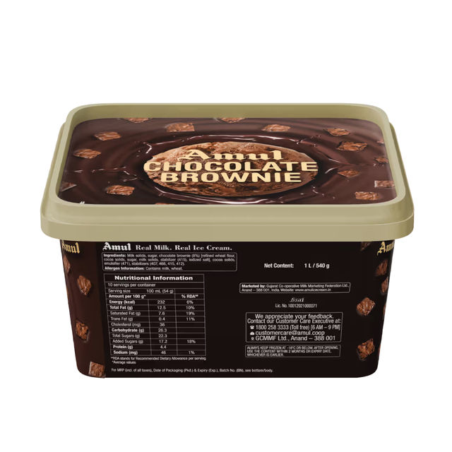 Amul Chocolate Brownie Ice Cream Tub 1 l Combo