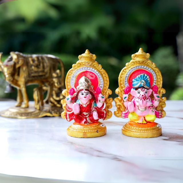 Handcrafted Mitti Laxmi Ganesh Idol – 5.5 Inches