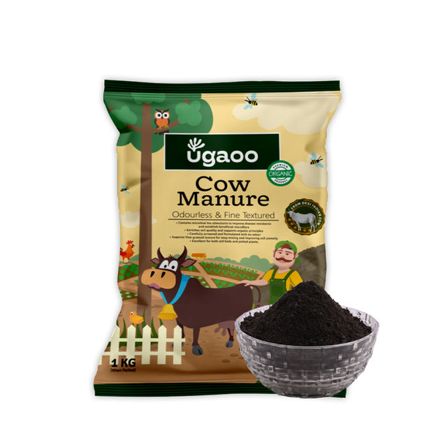 Ugaoo Cow Dung Manure Fertilizers For Plants & Home Gardening(1kg) & Ugaoo Vermicompost For Plants - Organic Fertilizer & Manure(1kg) Combo
