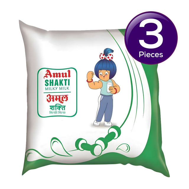 Amul Shakti Fresh Milk (Pouch) 500 ml X 3 Combo