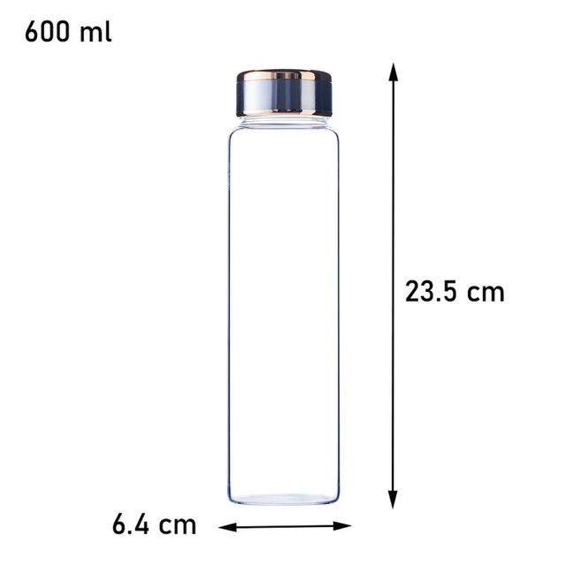 BAY6 Premium Imported Borosilicate Glass Bottle -600 ml