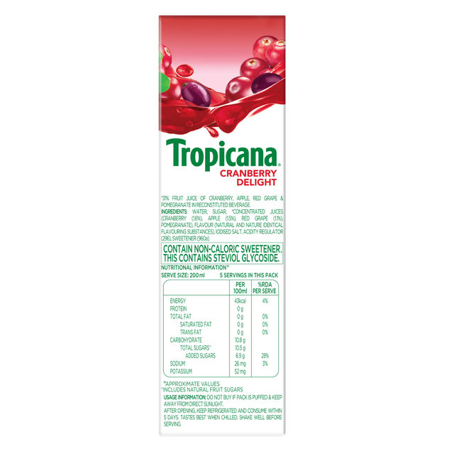 Tropicana Cranberry Delight Juice Tetrapack 1 l Combo