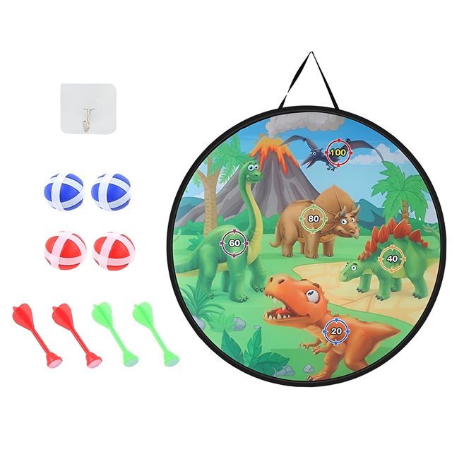 Toyshine 28" Foldable Dinosaur Dartboard with 4 Balls, 4 Darts & Dino Launcher for Kids