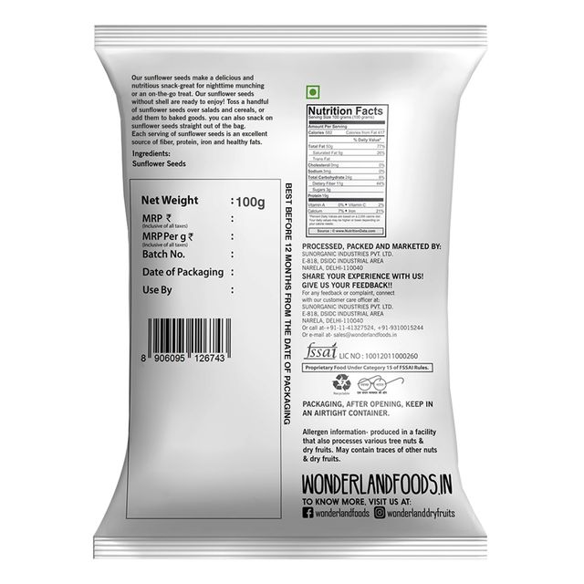 Wonderland Foods Sunflower Seeds
