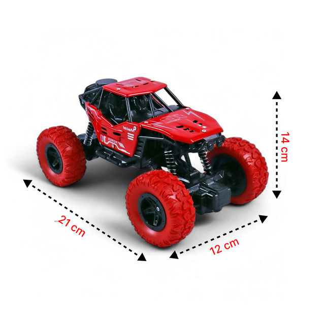 Toyshine 1:16 Scale 27Mhz Smoke Rock Crawler Monster RC Truck | With Booster Spray Function | Red
