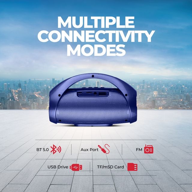 pTron Fusion Go 10W Portable Bluetooth Speaker | 6H Playtime | Immersive Sound & TWS Pairing - Indigo