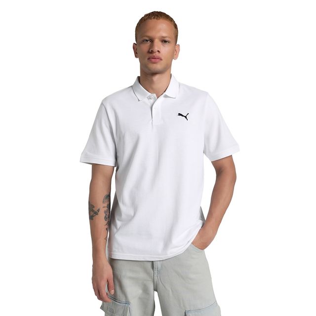 Puma Men's ESS Logo Rib Cuff Polo | White | L