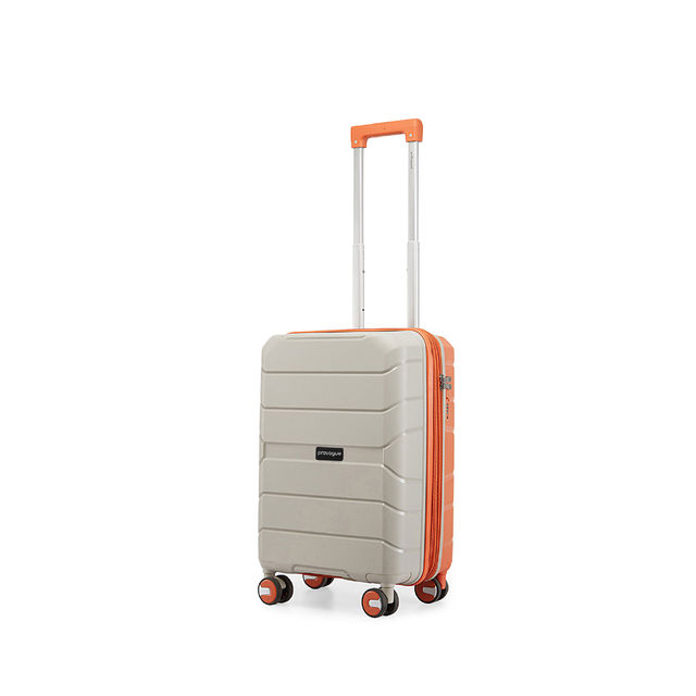 Provogue Cascade Hard-Sided PP Cabin Luggage Trolley Bag | Timberwolf Grey-Burnt Orange - 55 cm