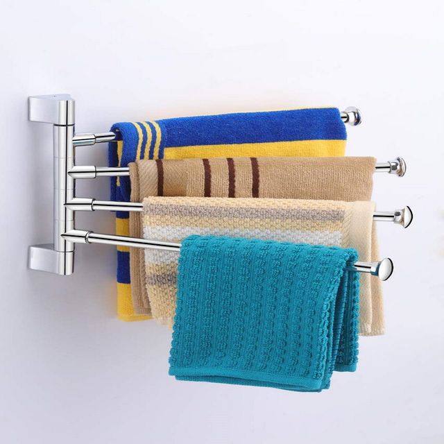 Buy GLOXY Stainless Steel 4 Bar Swing Hanger Towel Rack for Bathroom ...