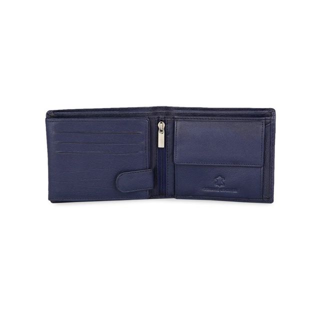 Wildhorn Men'S Leather Wallet Gift Set | Blue - One Size (1pc) & Calvadoss Unisex Canvas Belt | Canu-1054 | Beige | Upto 40 Inch (1pc) Combo