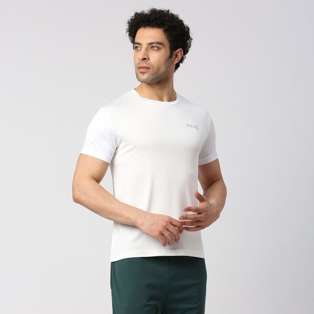 Playr Men's Adult Training Tee Polyester for All Season | White | L