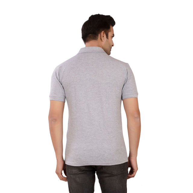 EQL Men's Cotton Solid Lightweight & Breathable Polo T-shirt | Grey - S