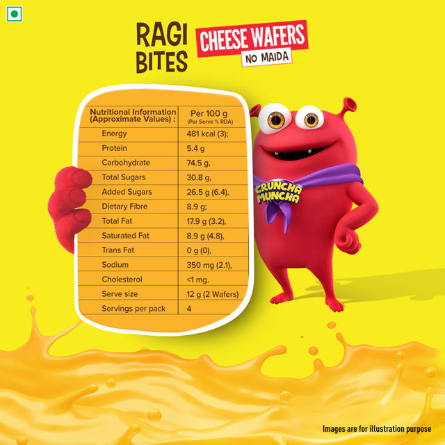 Tata Soulfull Ragi Bites Cheese Wafers, No Maida, Wholesome Snack for Kids & Adults