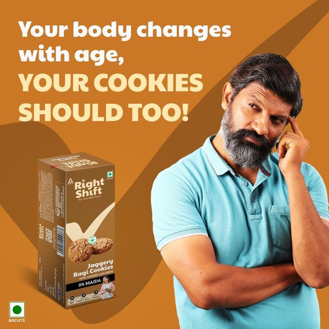 ITC Right Shift Jaggery Ragi 0% Maida Cookies | 0% Refined Sugar | With Nuts and Seeds