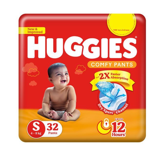 Huggies Comfy Diapers Pant For Kids | White | S (4 - 8 kg)
