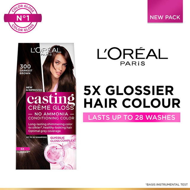 L'Oreal Paris Casting Creme Gloss Hair Color, 87.5 g + 72 ml 300 Darkest Brown