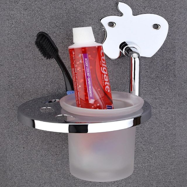 GLOXY Stainless Steel Wall Mounted Toothbrush Holder Toothpaste Stand for Bathroom SS304
