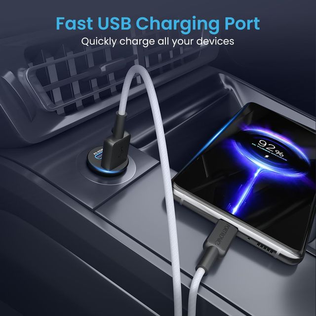 Portronics Car Power 65 Car Charger With 2M Type-C Pd Cable Dual Output