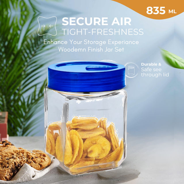 Yera Everyday Storage Jars Square 835 ml (Each) Set Of 2 pcs
