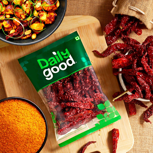 Daily Good Chilli Stemless / Guntur Stemless(100gms) & Daily Good Byadgi Chilli(100gms) Combo
