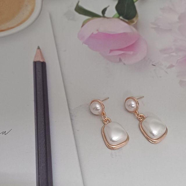 Pearl Drop Rectangle Rosegold