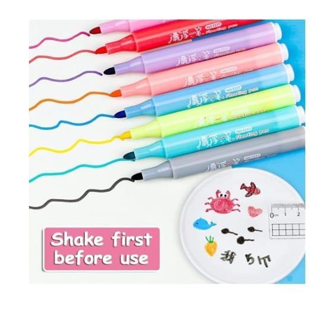 Chrome Floating Ink Pen Set | 8 Colors | Water-Based Doodle Markers For Drawing