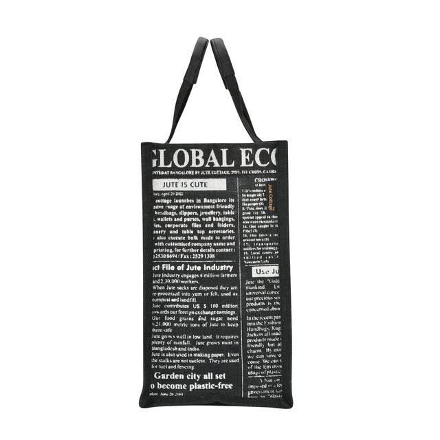 Jute Cottage Carry Bag - Global Zipper Lunch Bag | Eco-friendly | Stylish | Black | 12 x 12 x 7