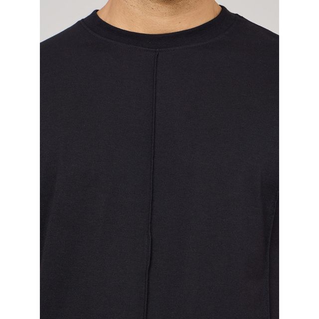 Styli Men's Regular Fit Tee with Pintuck Detail | Black - S