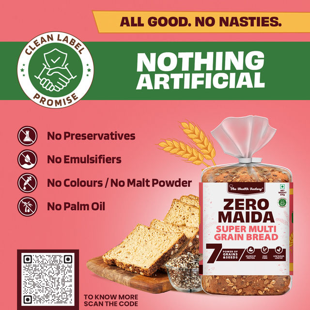 The Health Factory Zero Maida Multigrain Bread | Clean Label - Not Brown