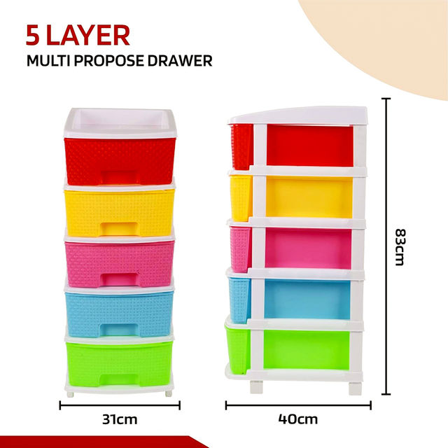 Kuber Industries 5 - Layer & 92 L Plastic Drawer Storage Organiser