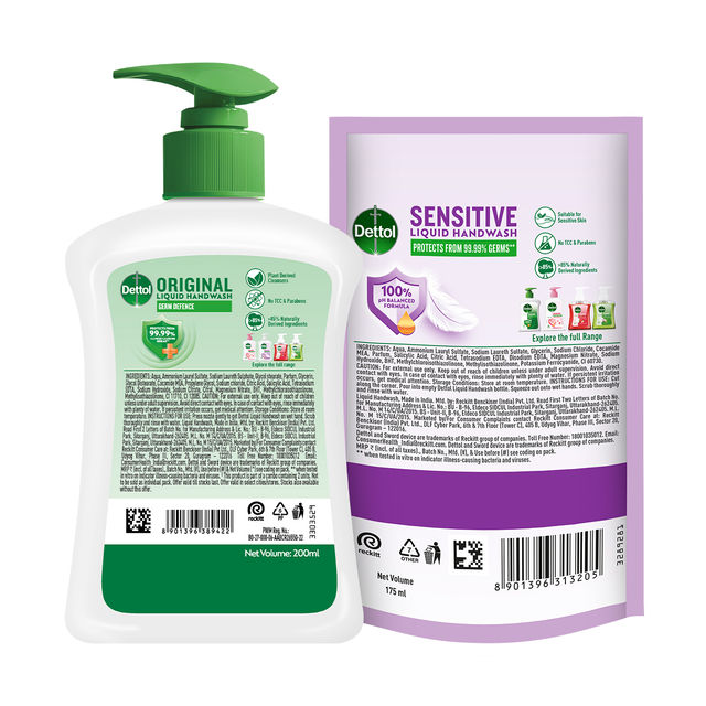Dettol Original Hand Wash Pump With Free Handwash Refill | 99.99% Germ Protection