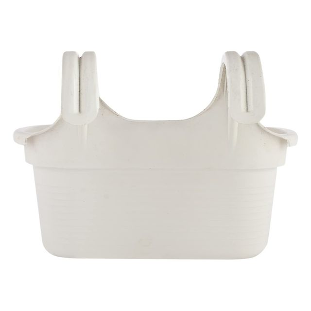 Kuber Industries Plastic 12 Inch Hanging Flower Pot|Double Hook Planter| For Balcony & Garden|White