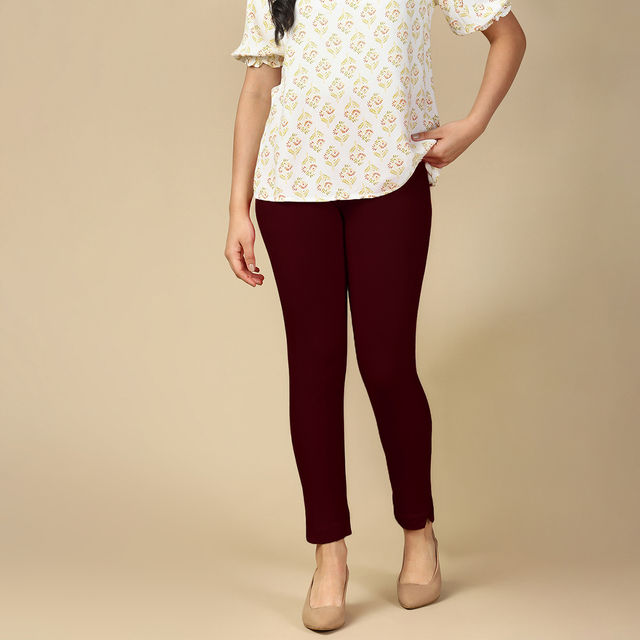 PYNK By Lux Cozi Women's Premium Modern Kurti Pants | Deep Maroon | Free Size