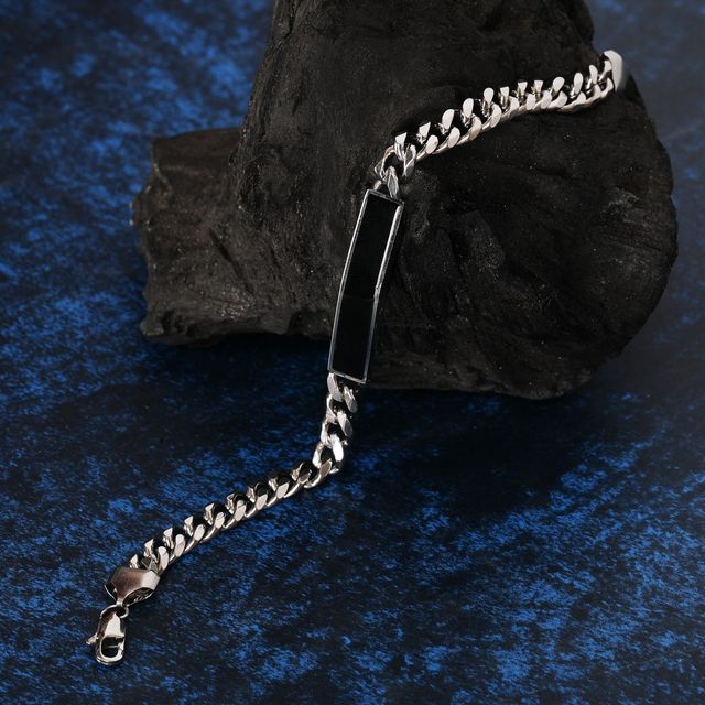 Fashion Frill Men's CURB Bracelet Silver Regular