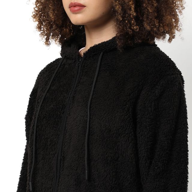 Campus Sutra Women's Stylish Hoodie | Black - XL