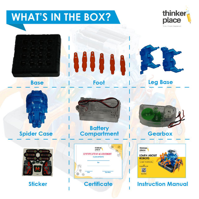 ThinkerPlace Robotic Spider DIY Kit | Build & Learn Robotics with Working Spider Toy (Age 8+)
