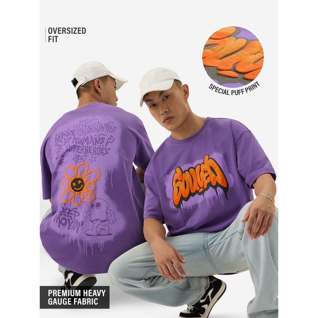 The Souled Store Men's TSS Originals Oversized T-shirt | Purple - S
