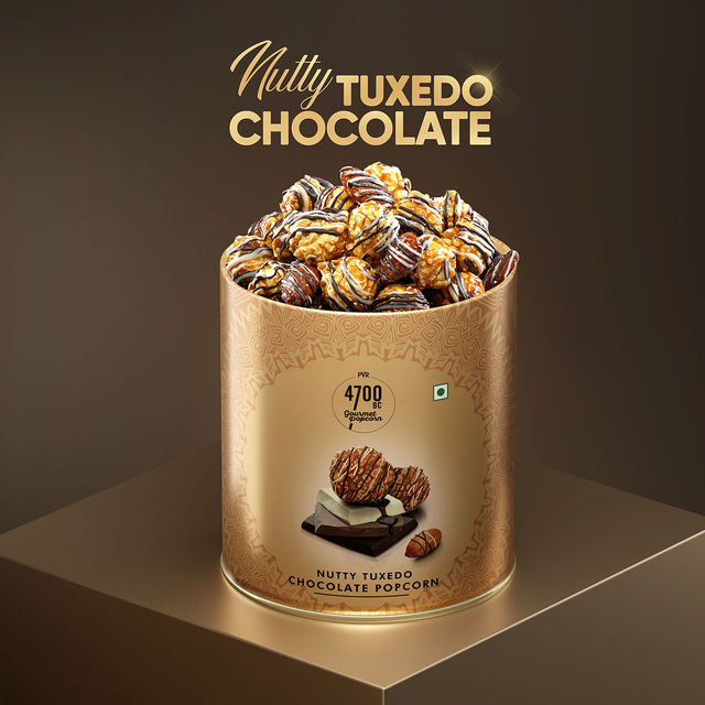 4700BC Nutty Tuxedo Chocolate Popcorn Tin